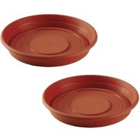 Set van 2x stuks bloempot/plantenpot onderschaal terra cotta kunststof diameter 30 cm