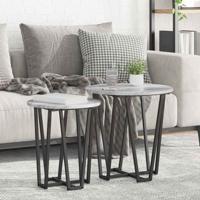 Bijzettafelset 2 pcs Grijs sonoma en Zwart 50 x 50 x 50.5 cm