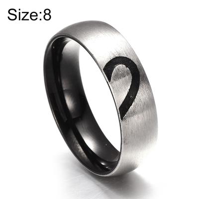 Mode Rhinestone liefde hart Splice paren ring fijne Titanium stalen ring voor mannen en vrouwen (zilver zonder diamant US maat: 8)