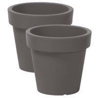 4x stuks basic plantenpot/bloempot kunststof dia 16 cm/hoogte 14.5 cm steengrijs