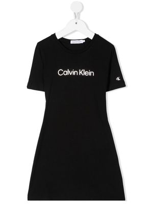 Calvin Klein Kids robe évasée à logo imprimé - Noir