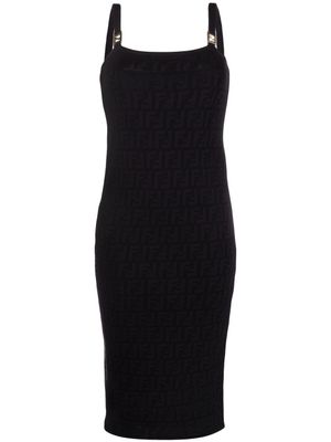 FENDI robe mi-longue à motif monogrammé en jacquard - Noir
