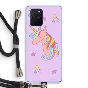 Roze eenhoorn: Samsung Galaxy Note 10 Lite Transparant Hoesje met koord