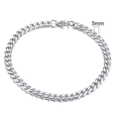 Stalen heren armband LGT JWLS Gourmet schakel Zilverkleurig 5mm-21cm