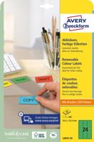 Avery afneembare gekleurde etiketten ft 63,5 x 33,9 mm (b x h), 480 stuks, 24 per blad, groen