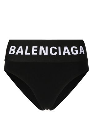 Balenciaga culotte taille haute à bande logo - Noir