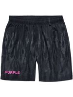 Purple Brand short imprimé à taille élastiquée - Noir - thumbnail