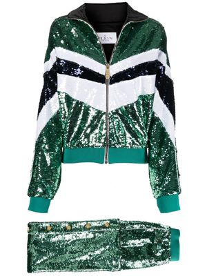 Philipp Plein survêtement à sequins brodés - Vert