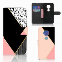 Motorola Moto G7 | G7 Plus Book Case Zwart Roze Vormen