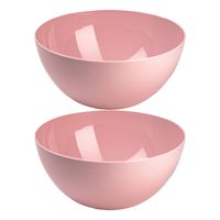 Plasticforte Serveerschaal/saladeschaal - 2x stuks - D23 x H10 cm - kunststof - roze - Serveerschalen - thumbnail