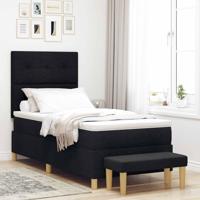 Boxspringbed met matras en bank stof zwart 100x200 cm
