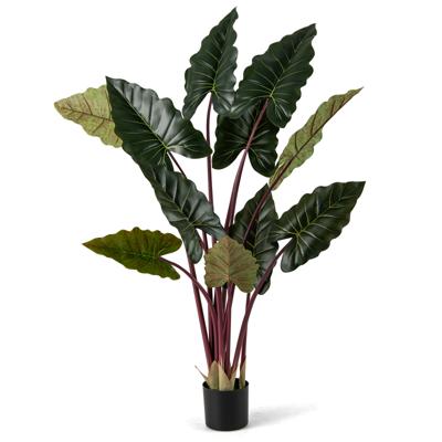 160 cm Kunstplant met 11 Bladeren & Regenboog-Taro-tak Moderne Kunstboom