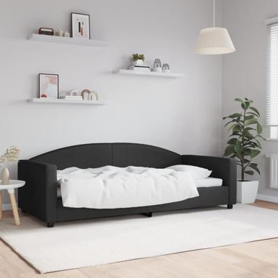 Slaapbank 90x200 cm stof zwart