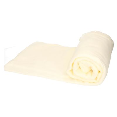 Fleece deken/plaid met franjes gebroken wit 130 x 170 cm