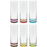 Set van 6x stuks longdrink glazen Colori 310 ml van glas   -