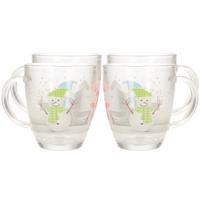 Kerst mok/beker - 4x stuks - met sneeuwpop - glas - 300 ml - kerstbekers - kerstartikelen