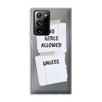 No Girls Allowed Unless: Samsung Galaxy Note 20 Ultra / Note 20 Ultra 5G Transparant Hoesje
