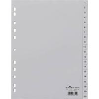 Durable 6522 Register DIN A4 1-20 Polypropyleen Grijs 20 tabbladen Bedrukte tabs 652210