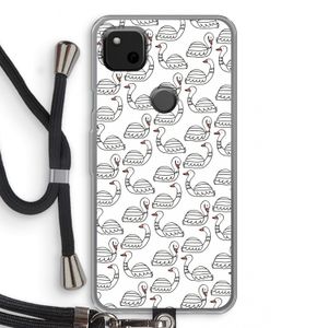 Zwanen: Pixel 4a Transparant Hoesje met koord