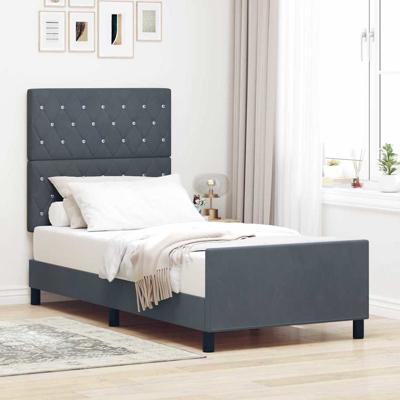 Bedframe met hoofdeinde Donkergrijs 100 x 200 cm Fluweel