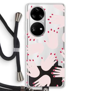 Hands pink: Huawei P50 Pro Transparant Hoesje met koord