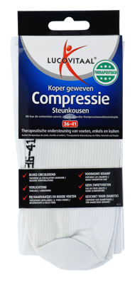 Lucovitaal Koper Geweven Compressie Steunkousen Wit 36-41