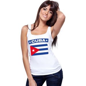 Singlet shirt/ tanktop Cubaanse vlag wit dames