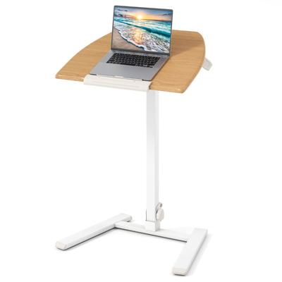 Höhenverstelbare Bijzettafel met 90° Kantelbare Tafelblad & Wielen Zit-sta tafel Opvouwbare Statafel