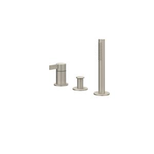Badrandcombinatie IVY Pact 3-gats Mengkraan Met Uittrekbare Handdouche Zonder Uitloop Geborsteld Nickel PVD IVY