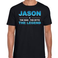 Naam cadeau t-shirt Jason - the legend zwart voor heren - thumbnail