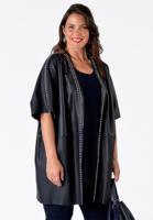 Yoek Leren poncho-vest mets | Blauw | Maat L