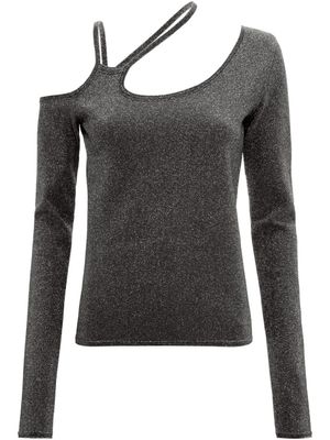 JW Anderson haut asymétrique métallisé à découpes - Gris