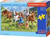 Castorland puzzel - meisje en paarden in bergweide - 120 stukjes Castorland puzzel - meisje en paarden in bergweide - 120 stukjes
