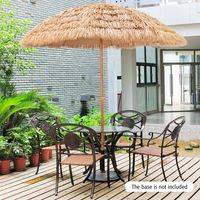 Stroparaplul Hawaiiaanse Stijl Parasol met 8 Metalen Stutten Tuinparasol Marktparasol Terrasparasol Natuur