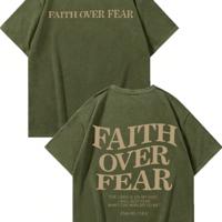 Bon&Bon Men's Letter Print Loose Fit Cotton T-Shirt - Black Green / XL