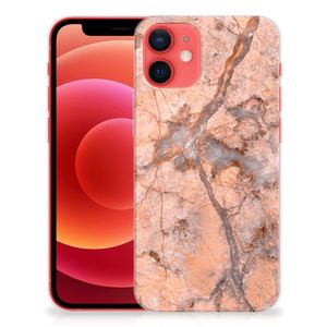 iPhone 12 Mini TPU Siliconen Hoesje Marmer Oranje