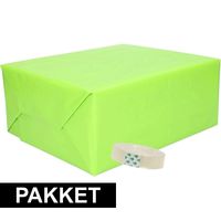 3x cadeaupapier lime/groen inclusief plakband   - - thumbnail
