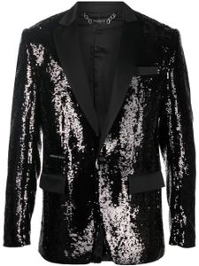 Philipp Plein blazer boutonné à sequins - Noir