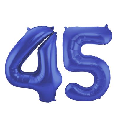 Folat Folie ballonnen - 45 jaar cijfer - blauw - 86 cm - leeftijd feestartikelen - verjaardag