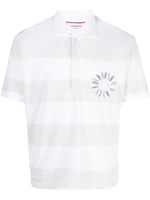 Thom Browne polo rayé à fleurs brodées - Gris