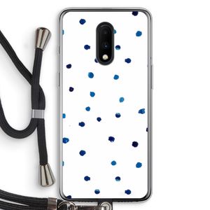 Blauwe stippen: OnePlus 7 Transparant Hoesje met koord