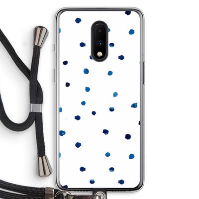 Blauwe stippen: OnePlus 7 Transparant Hoesje met koord