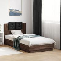 Bedframe met hoofdeinde bewerkt hout bruineikenkleur 90x190 cm