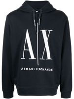 Armani Exchange hoodie à logo imprimé - Bleu - thumbnail