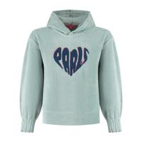 MAYCE Meisjes hoodie rib velours - Powder blauw