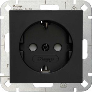 Kopp HK07 stopcontact enkel randaarde kinderveilig mat zwart HK07 940050000
