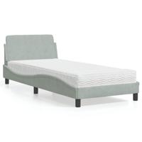 Bed met matras "Dover" fluweel lichtgrijs 80x200 cm