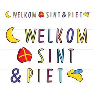 Welkom Sint en Piet letterslinger karton 300 cm