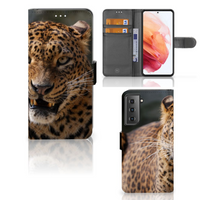 Samsung Galaxy S21 Telefoonhoesje met Pasjes Luipaard - thumbnail