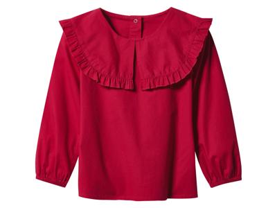 lupilu Kinder shirt met sierkraag (Rood, 110/116)